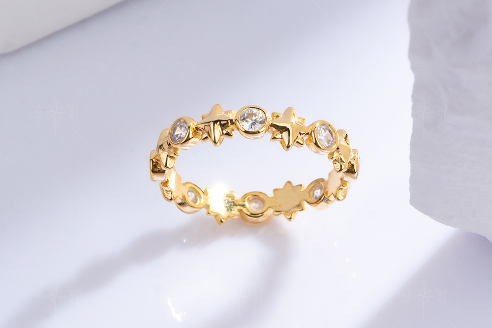 R114十字星 通贩款925银镀金戒指